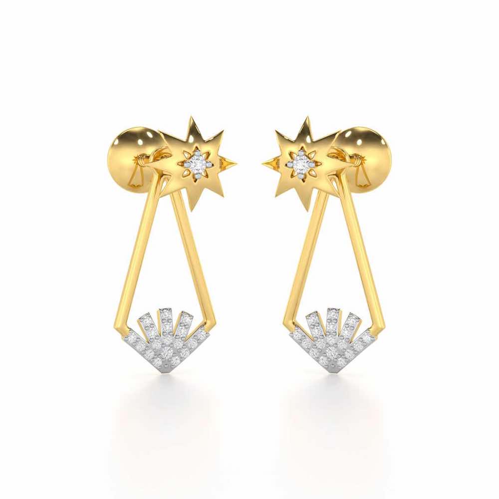 Glittering Gala Silver Drop Earrings - Yellow Gold - Image 1