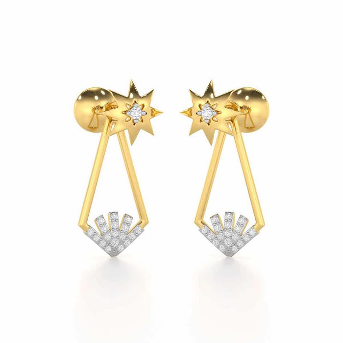 Glittering Gala Silver Drop Earrings - Yellow Gold - Image 1