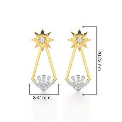 Glittering Gala Silver Drop Earrings - Yellow Gold - Image 2