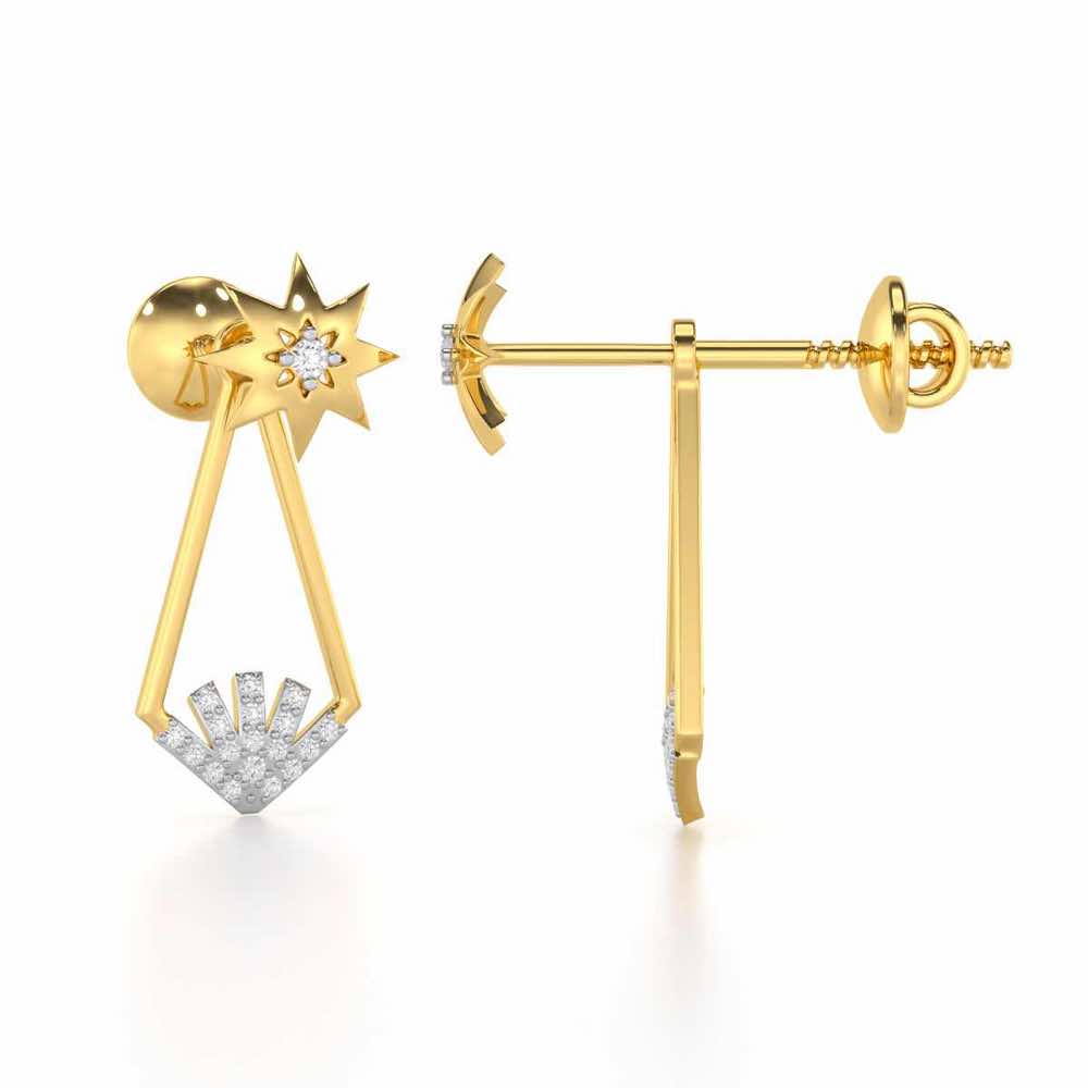 Glittering Gala Silver Drop Earrings - Yellow Gold - Image 4