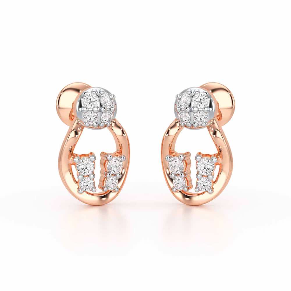 Glittering Gizmos Silver Earrings - Rose Gold - Image 1