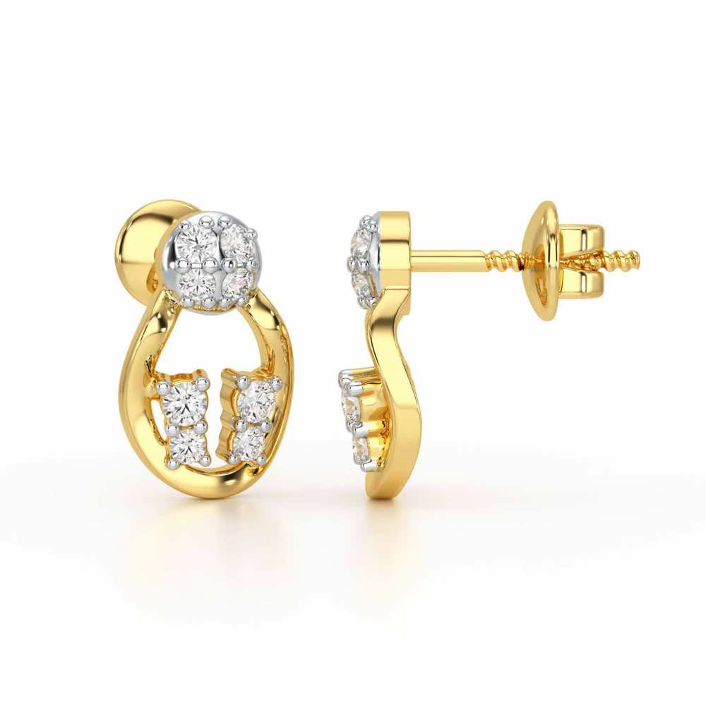 Glittering Gizmos Silver Earrings - Yellow Gold - Image 4