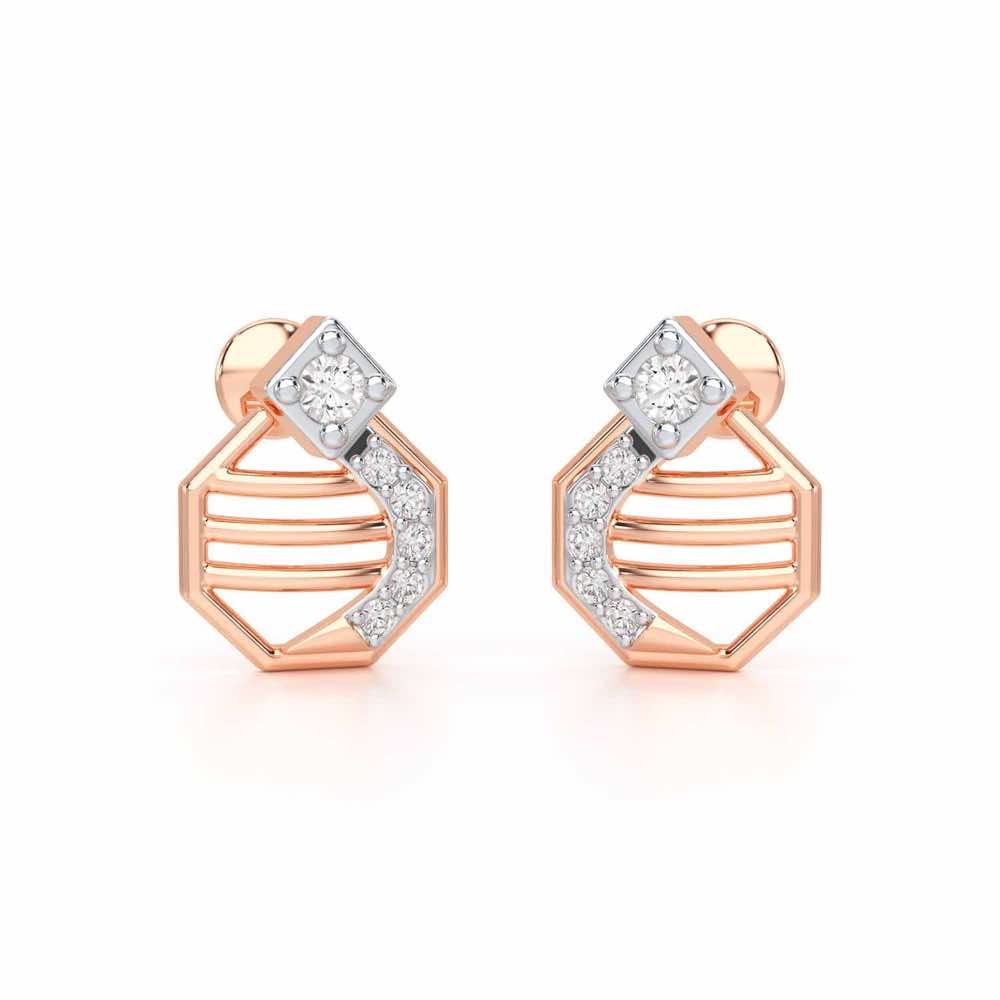 Glittering Sieve Silver Earrings - Rose Gold - Image 1