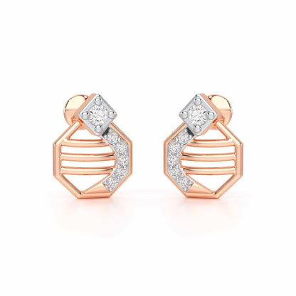 Glittering Sieve Silver Earrings - Rose Gold - Image 1