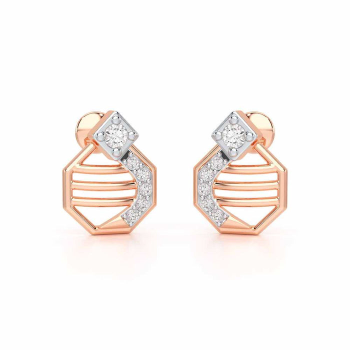 Glittering Sieve Silver Earrings - Rose Gold - Image 1