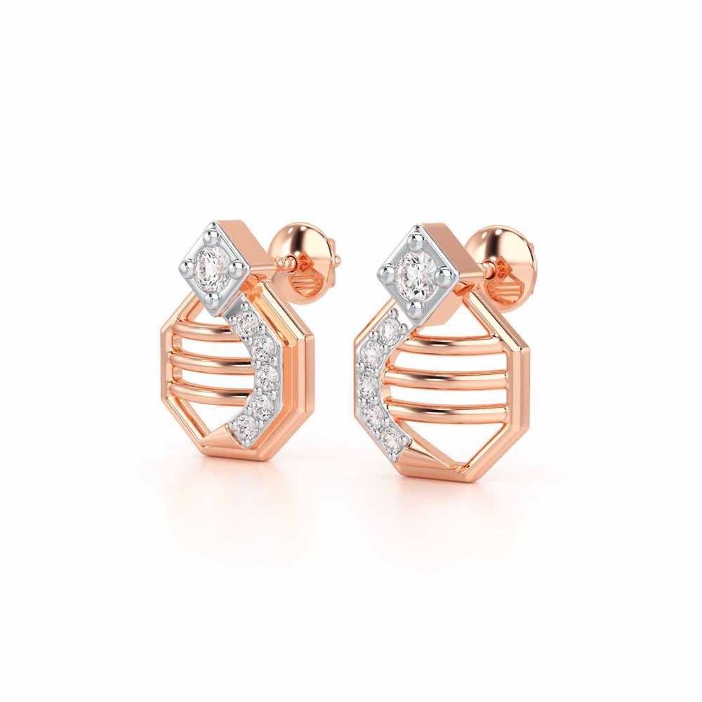 Glittering Sieve Silver Earrings - Rose Gold - Image 3