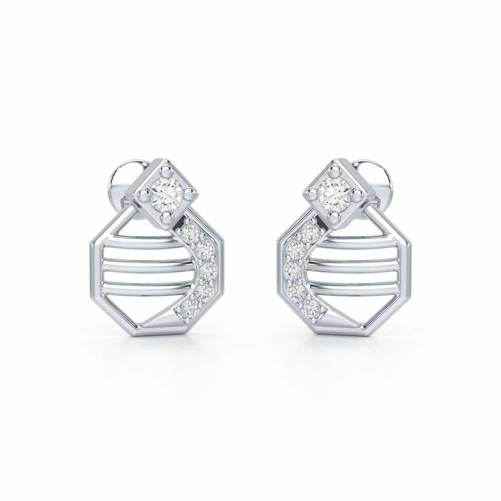 Glittering Sieve Silver Earrings - White Gold - Image 1