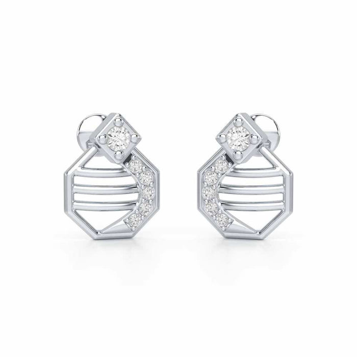 Glittering Sieve Silver Earrings - White Gold - Image 1
