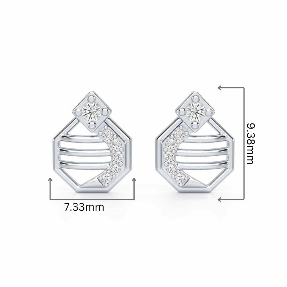 Glittering Sieve Silver Earrings - White Gold - Image 2