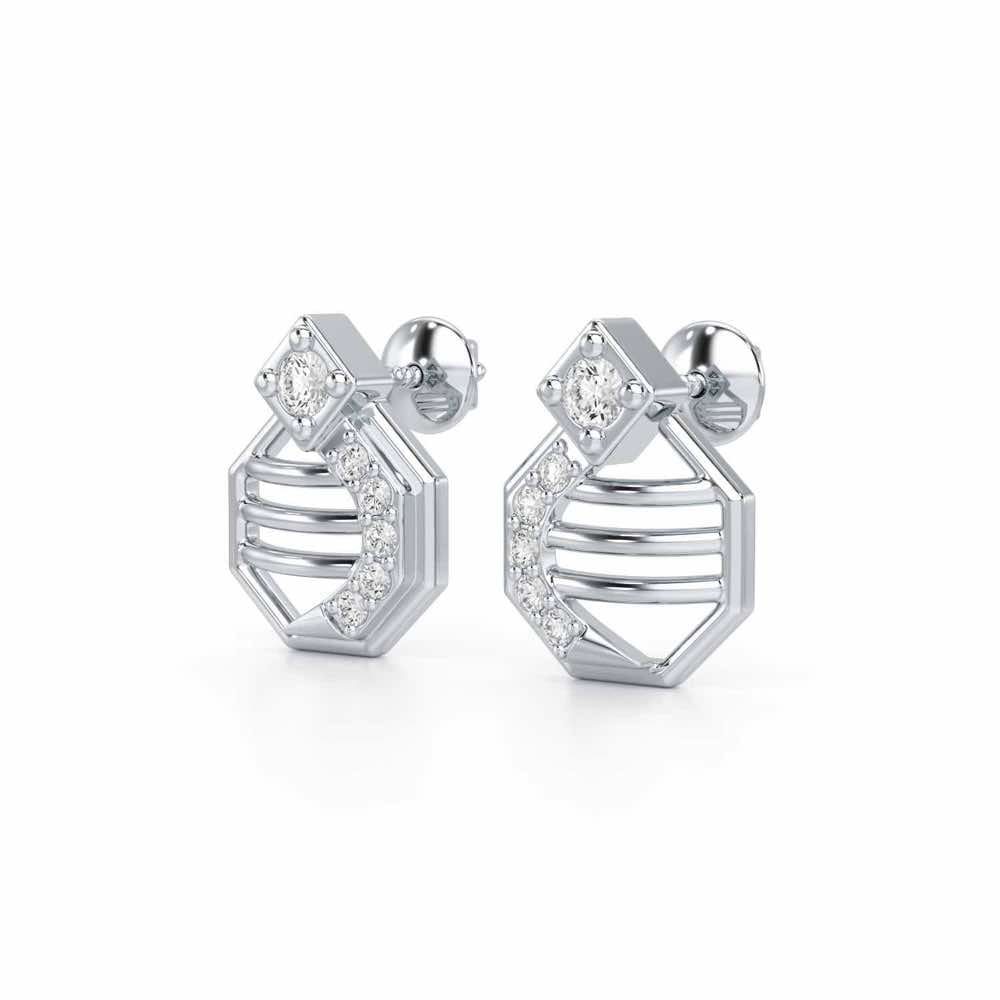 Glittering Sieve Silver Earrings - White Gold - Image 3