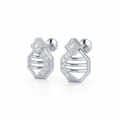 Glittering Sieve Silver Earrings - White Gold - Image 3