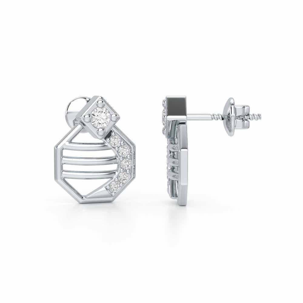 Glittering Sieve Silver Earrings - White Gold - Image 4