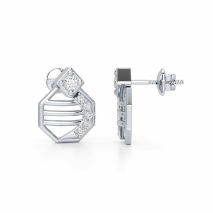Glittering Sieve Silver Earrings - White Gold - Image 4