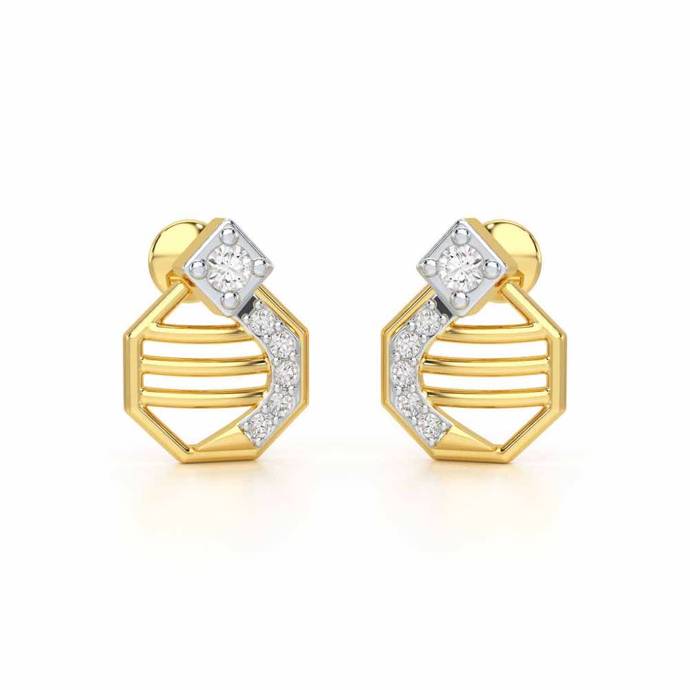 Glittering Sieve Silver Earrings - Yellow Gold - Image 1