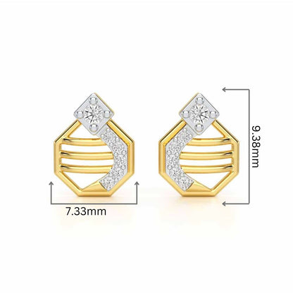 Glittering Sieve Silver Earrings - Yellow Gold - Image 2