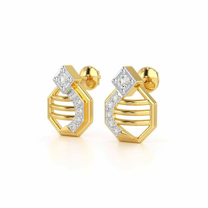 Glittering Sieve Silver Earrings - Yellow Gold - Image 3