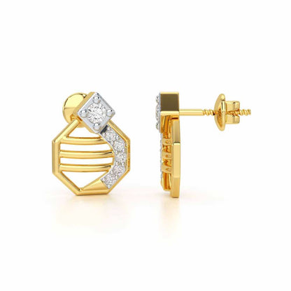 Glittering Sieve Silver Earrings - Yellow Gold - Image 4