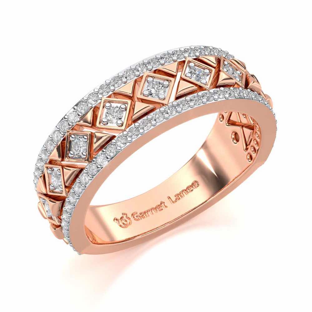 Glitz Bash Silver Band Ring - Rose Gold - Image 1