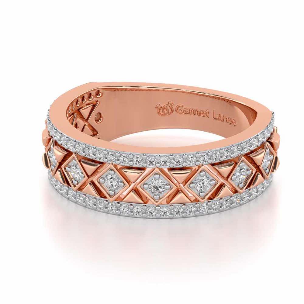 Glitz Bash Silver Band Ring - Rose Gold - Image 2