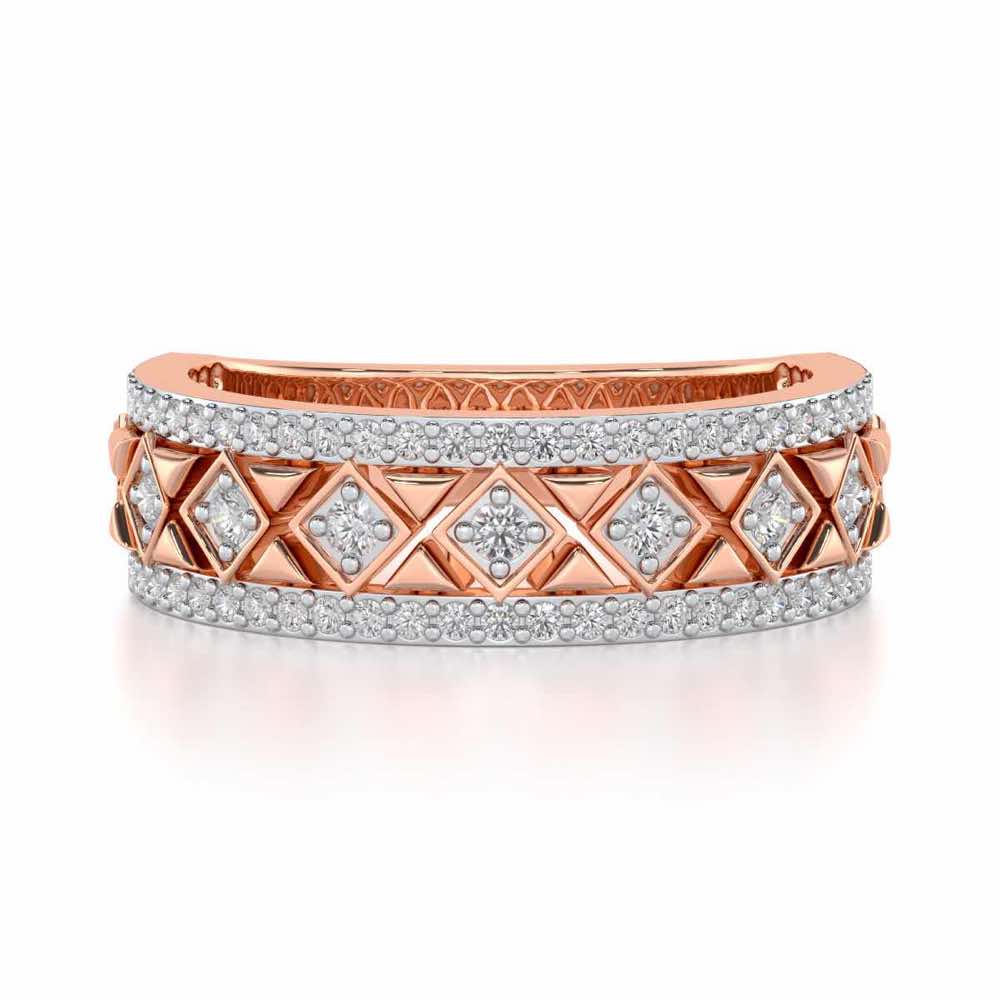Glitz Bash Silver Band Ring - Rose Gold - Image 4