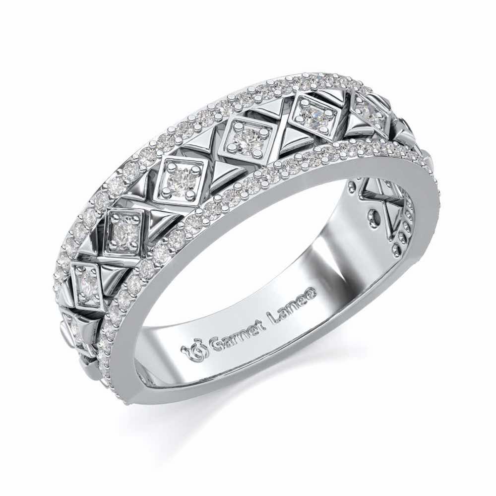 Glitz Bash Silver Band Ring - White Gold - Image 1