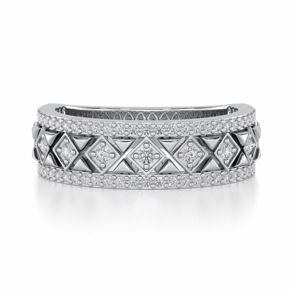 Glitz Bash Silver Band Ring - White Gold - Image 4