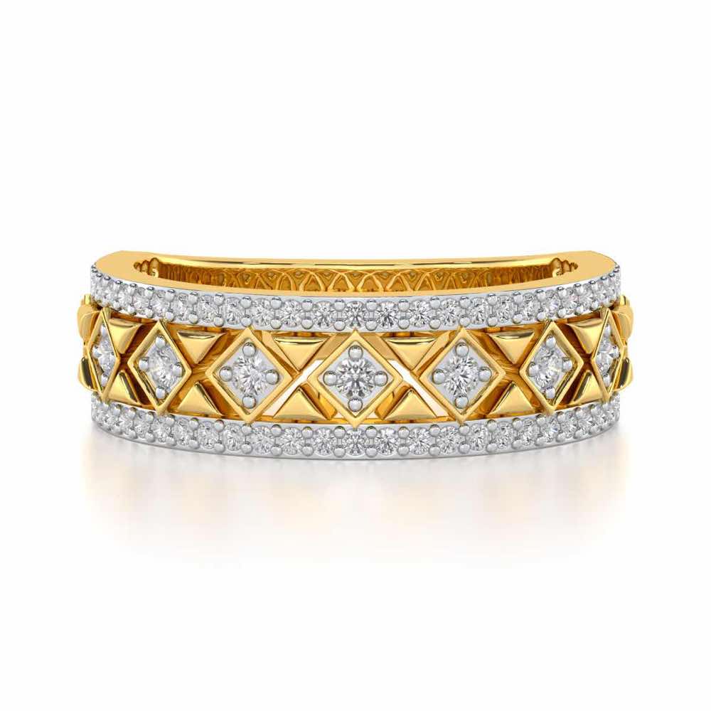 Glitz Bash Silver Band Ring - Yellow Gold - Image 4