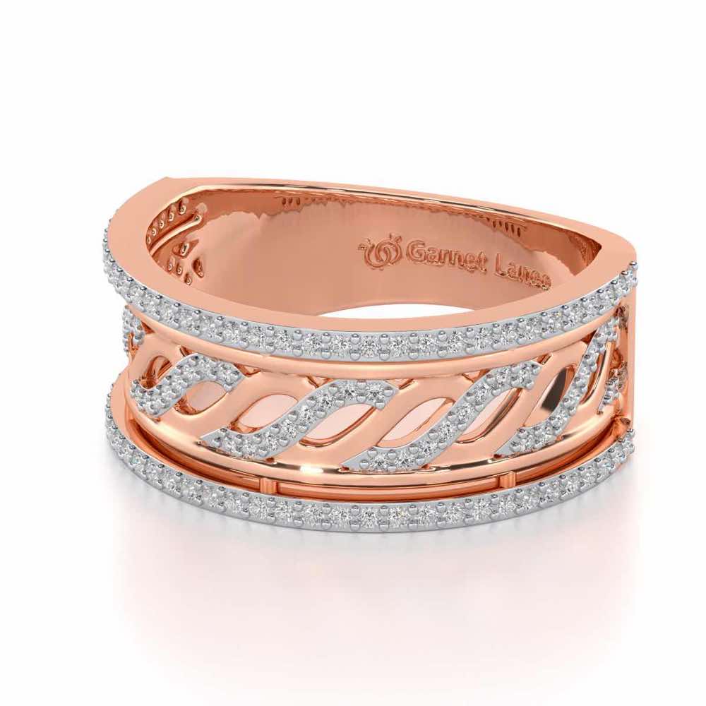 Glitz Braid Silver Band Ring - Rose Gold - Image 2