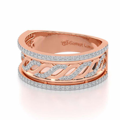 Glitz Braid Silver Band Ring - Rose Gold - Image 2