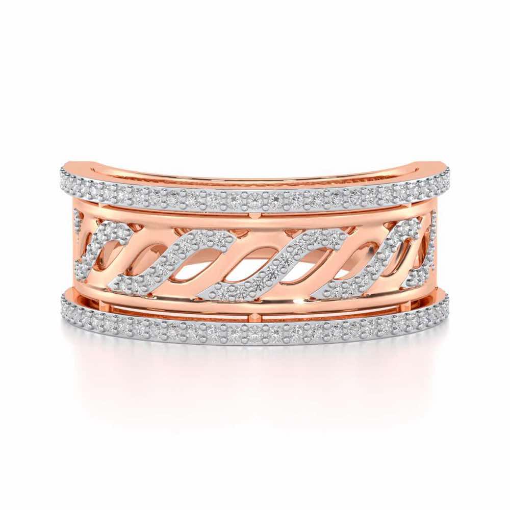 Glitz Braid Silver Band Ring - Rose Gold - Image 4