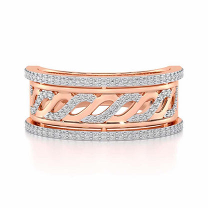 Glitz Braid Silver Band Ring - Rose Gold - Image 4