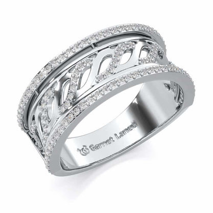 Glitz Braid Silver Band Ring - White Gold - Image 1