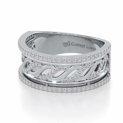 Glitz Braid Silver Band Ring - White Gold - Image 2