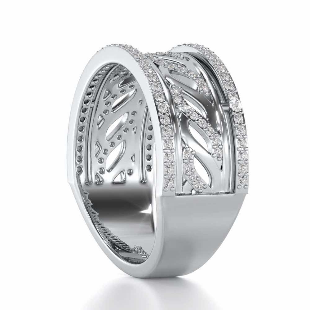 Glitz Braid Silver Band Ring - White Gold - Image 3