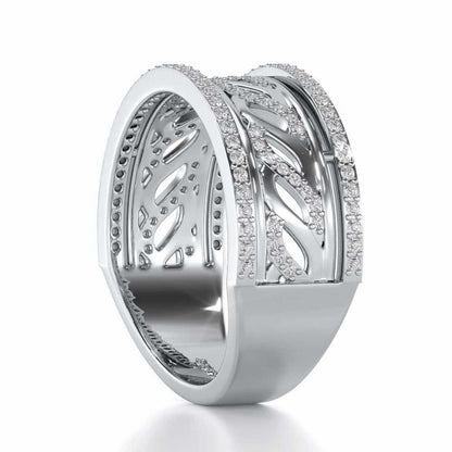 Glitz Braid Silver Band Ring - White Gold - Image 3