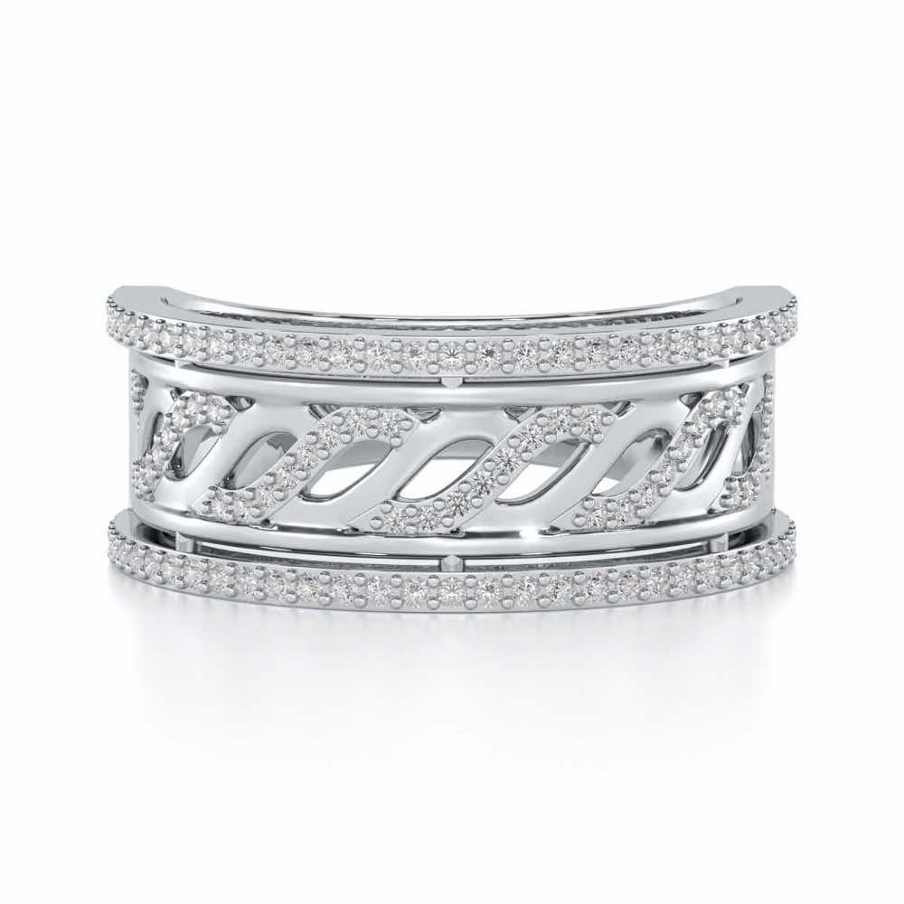 Glitz Braid Silver Band Ring - White Gold - Image 4