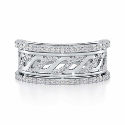 Glitz Braid Silver Band Ring - White Gold - Image 4