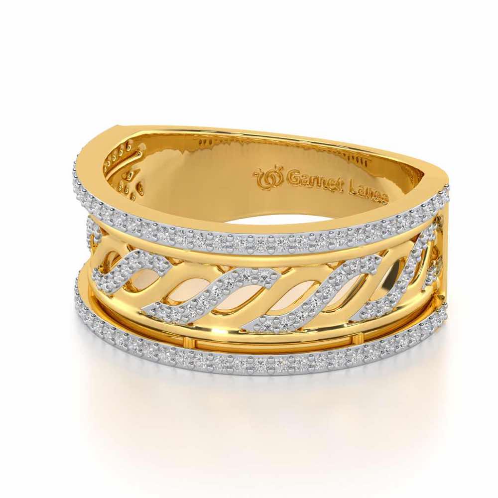 Glitz Braid Silver Band Ring - Yellow Gold - Image 2