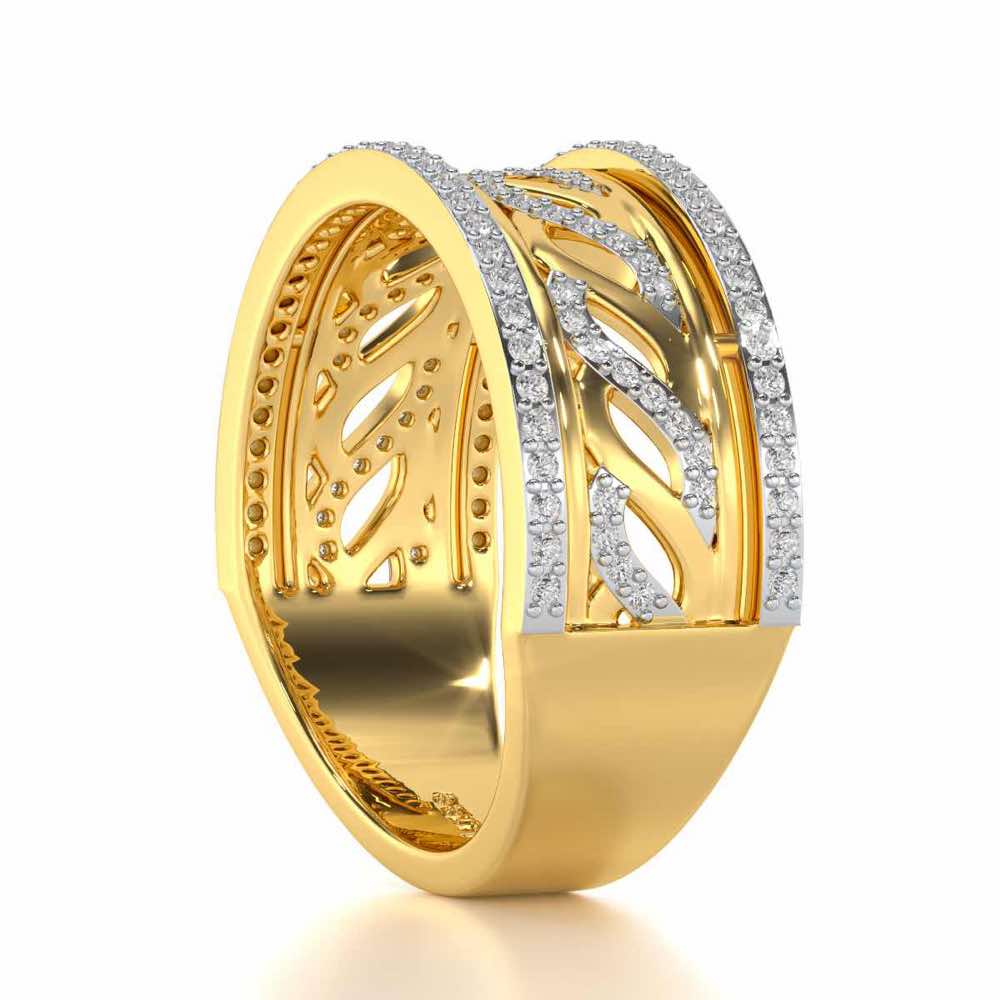 Glitz Braid Silver Band Ring - Yellow Gold - Image 3