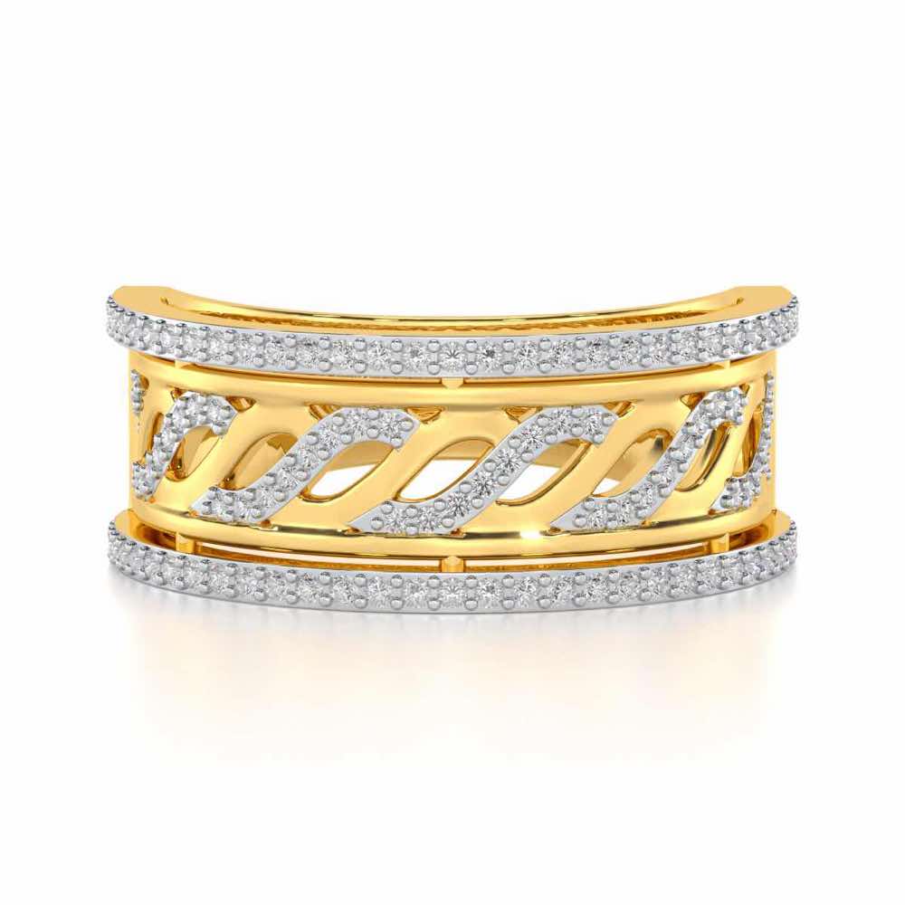 Glitz Braid Silver Band Ring - Yellow Gold - Image 4