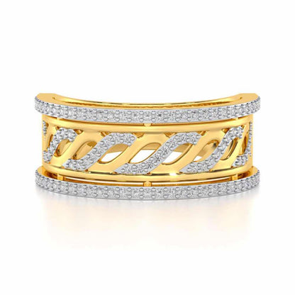 Glitz Braid Silver Band Ring - Yellow Gold - Image 4