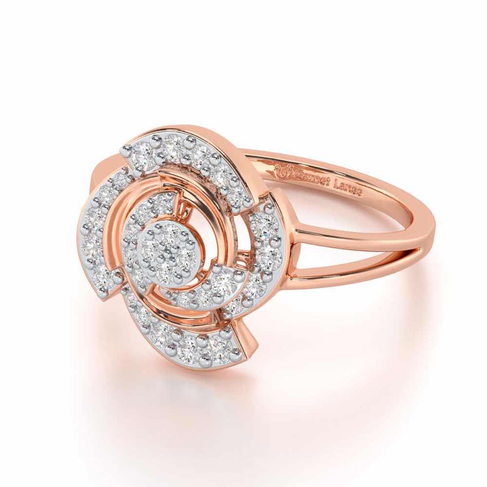 Glorious Cluster Silver Ring - Rose Gold - Image 2