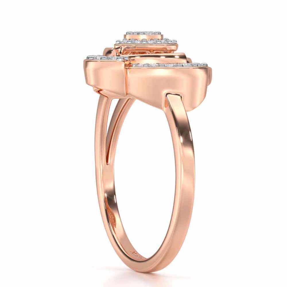Glorious Cluster Silver Ring - Rose Gold - Image 3