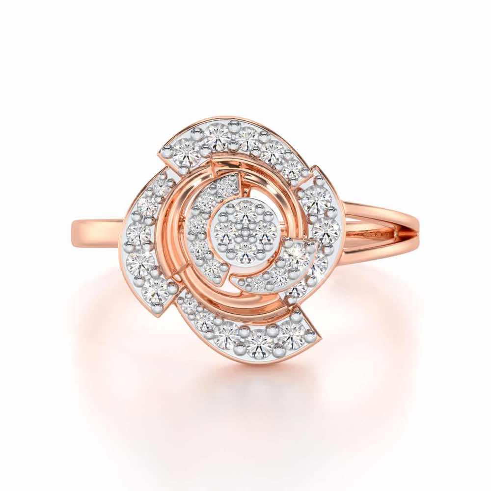 Glorious Cluster Silver Ring - Rose Gold - Image 4