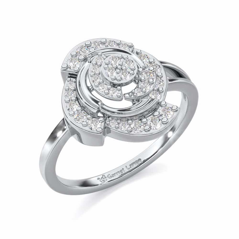 Glorious Cluster Silver Ring - White Gold - Image 1