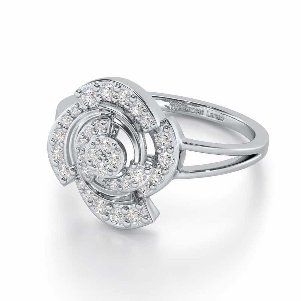 Glorious Cluster Silver Ring - White Gold - Image 2