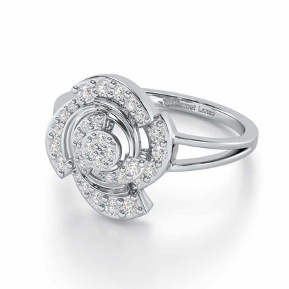 Glorious Cluster Silver Ring - White Gold - Image 2