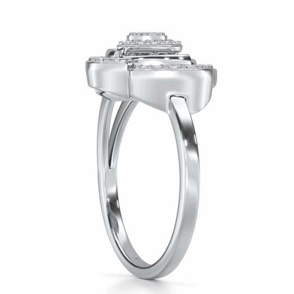 Glorious Cluster Silver Ring - White Gold - Image 3