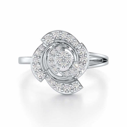 Glorious Cluster Silver Ring - White Gold - Image 4
