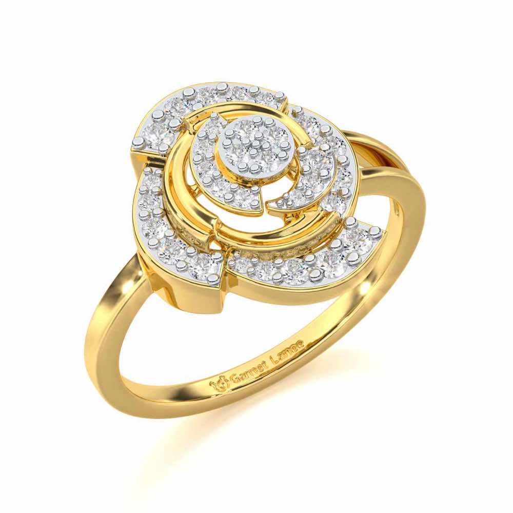 Glorious Cluster Silver Ring - Yellow Gold - Image 1